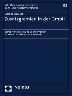 cover image of Zusatzgremien in der GmbH